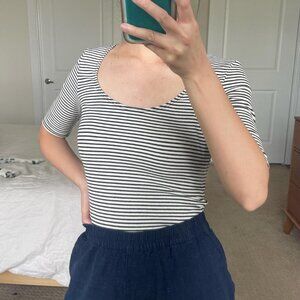 Whimsy + Row Jodie Tee (Black & White, XS)